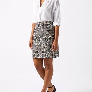 Monsoon Jacquard Mini Skirt | US 16 | Geometric Tapestry Weave Pockets Zip Back